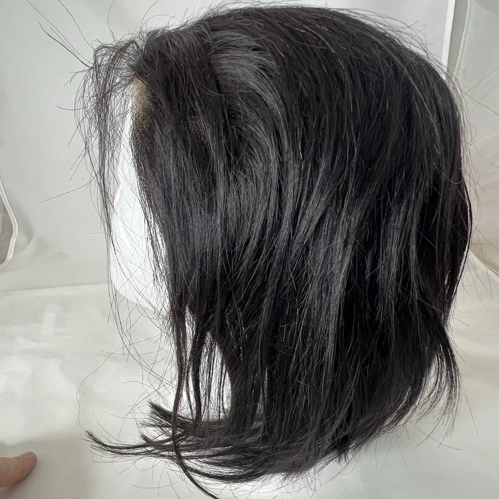 Black Lace Front Wig Layered Bob Synthetic natural Hairline Cosplay Costume NWT